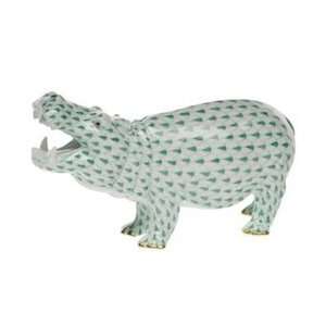  Herend Hippo Yawning Green Fishnet