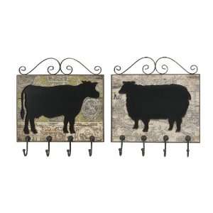  Animal Plaques, S/2 Metal Wall Cow And Sheep Cutouts