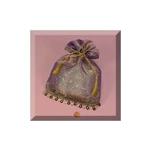  10ea   5 1/2 X 6 Purple Tassel Beaded Organza Bag Health 