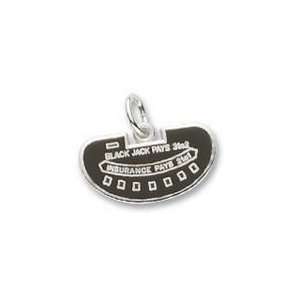  5558 Black Jack Table Charm   Gold Plated Jewelry