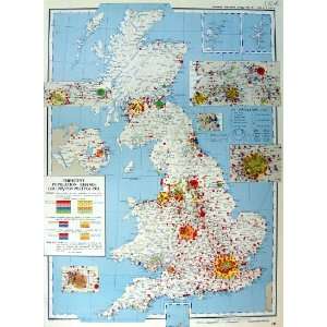 Map Britain Ireland 1963 Population Change Occupations  