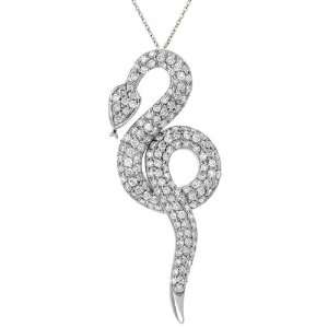   Gold Diamond Coiled Snake Pendant Necklace, 18 (0.82 cttw): Jewelry