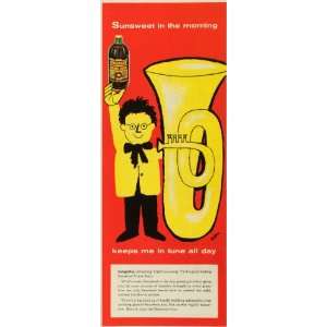  1955 Ad Sunsweet Prune Juice Tuba Musical Instrument 