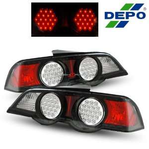  02 04 Acura RSX JDM Black Housing LED Tail Lights by DEPO 