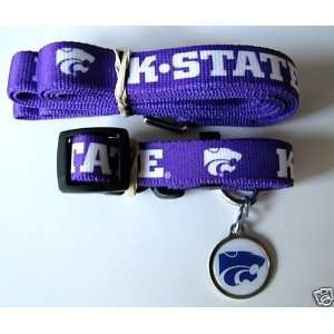  Kansas State University Wildcats Dog Pet Set Leash Collar ID 