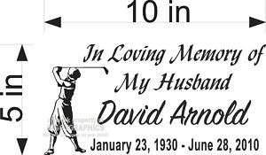 IN MEMORY OF DECAL GOLF STYLE GOLFER CUSTOM NEW  
