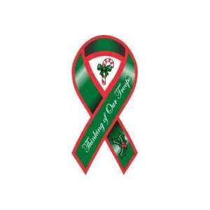 com Thinking of Our Troops Green Christmas Holiday Ribbon Magnet Car 