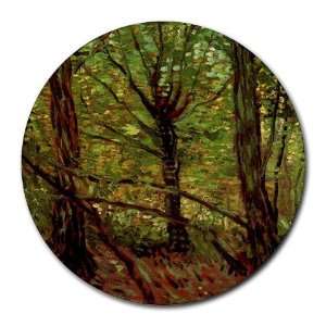  Trees and Undergrowth By Vincent Van Gogh Round Mouse Pad 