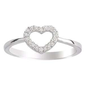   Diamond Heart Ring (1/8 cttw, H I Color, I1 Clarity), Size 7: Jewelry