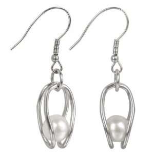  316L Stainless Steel Danglin Earrings with a Single Cage 