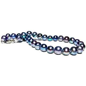 Silver Bodied Pearl Bracelet   6.5 7.0mm Pearls   8.5 Inches In Length