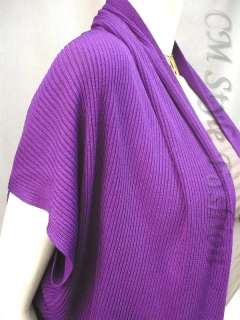 Versatile Chic Drape Cardigan Vest Top Purple OS S/M/L  