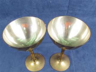 Indian Brass Goblets with Silver Plated Interior  