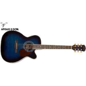   Apollo 2 OCBL Electro Acoustic Guitar, Blue: Musical Instruments
