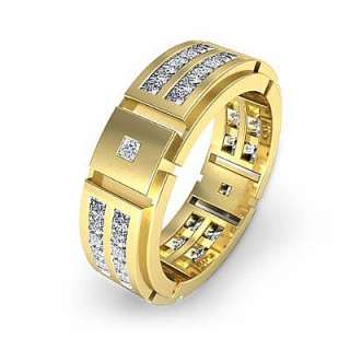 2Ct Princess Diamond Man Eternity Wedding Band Gold Y18k