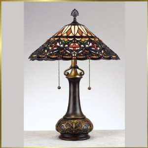 Tiffany Table Lamp, QZTF6768M, 2 lights, Antique Bronze, 16 wide X 22 