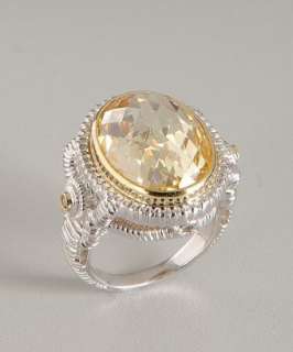Judith Ripka canary crystal and diamond Berge ring   up to 