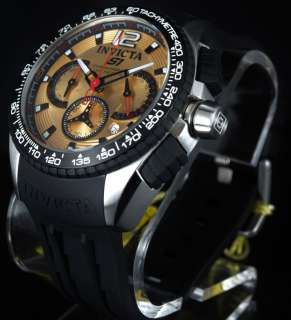 Invicta Mens S1 Racing Chronograph Rose tone Dial Black Strap Watch 