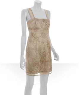 Hoaglund New York light taupe silk with lace netting tank dress