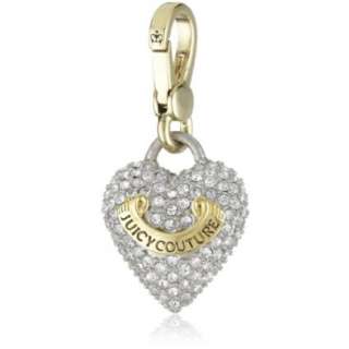 Juicy Couture Charms Gold Tone Puffed Pave Heart Charm   designer 