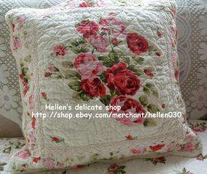 Shabby Pink Rose Cotton Quilted Cushion Cover o Style  
