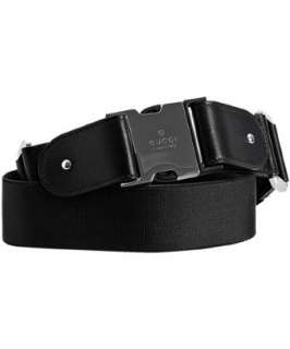 Gucci black stretch slip buckle belt   