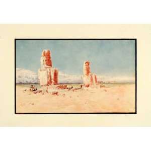  1910 Print Colossi Memnon Ancient Egyptian Pharaoh 