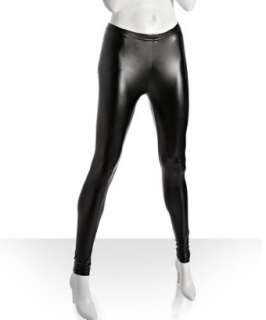 Romeo & Juliet Couture black stretch poly shiny leggings   up 