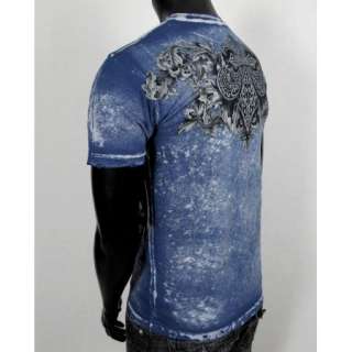 Mens AFFLICTION T Shirt ENVIRONMENT in BLUE WASH  