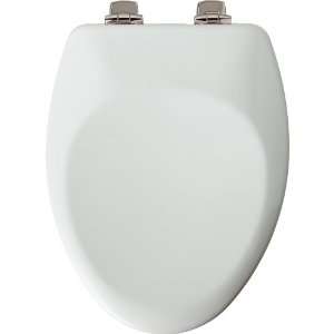   Wood Toilet Seat with Nickel Whisper Close Hinges, Elongated, White