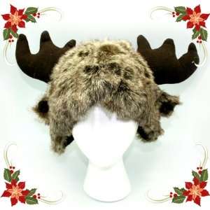  Moose Furry Plush Animal Hat 
