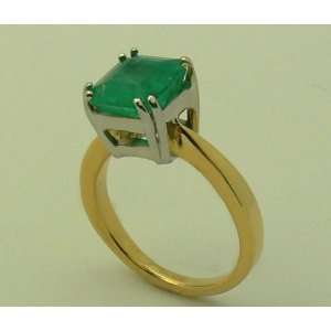  3.20 Cts Colombian Emerald Cut Ring 