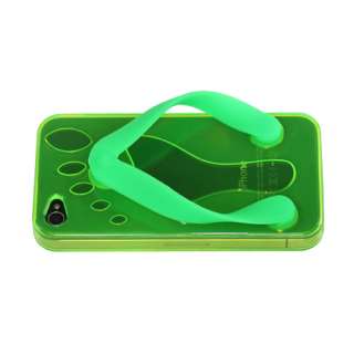 Flip flop Slipper TPU Case Cover Skin for Apple iPhone 4 4G in Green 