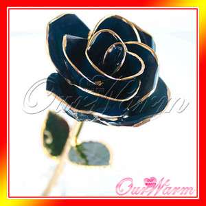 Gold Plated Real Blue Rose Flower Valentines day Gift  