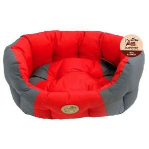  Water Resistant Oval Dog Bed   Grey/Red