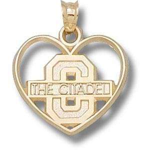   : Citadel Bulldogs 3/4in 14k Heart Pendant/14kt yellow gold: Jewelry