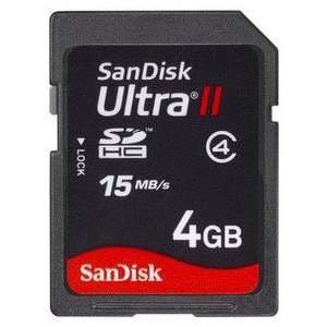  SANDISK Card, SDHC, 4GB, Class 2, Ultra II, 15MB/Sec 