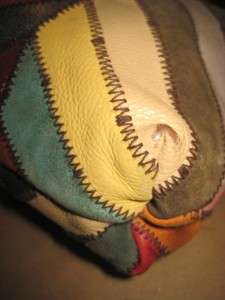   Multi Color Leather Suede Chevron Stripe Hobo Satchel Shoulder Purse