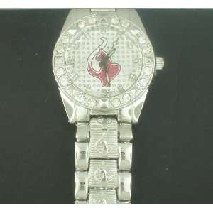 BABY PHAT SILVER WHITE DOTTED FACE N RED LOGO WATCH