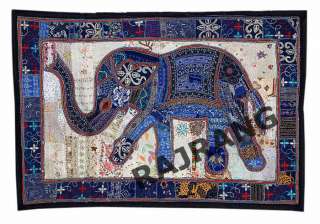 Indian Elephant Embroidered Wall Art Decor Wall Hanging Tapestry 