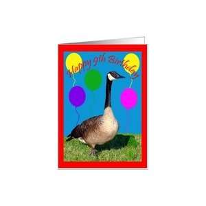  9th Birthday, Canada Goose with balloons Card: Toys 
