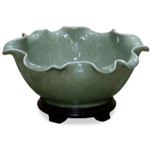  Chinese Celadon Porcelain Lotus Bowl