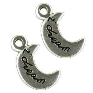  17mm Silver Pewter Crescent Moon I dream Charm: Arts 