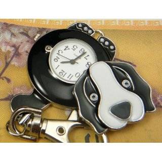 Dog Watch w / Keychain Clip Pocket Watch Black