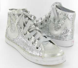 True Religion Vernon Bling Silver Sneakers USED Womens 9 EU 39 $70 