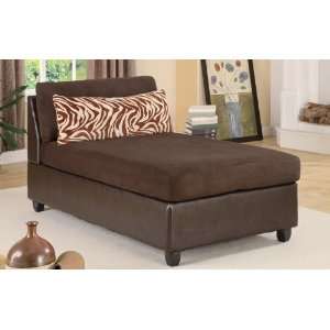  Chocolate Faux Leather Chaise