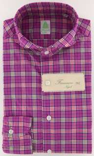 New $375 Finamore Napoli Pink Shirt 17/43  