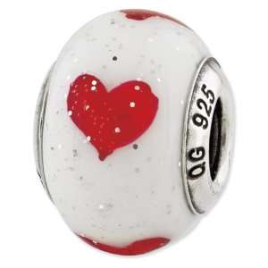    Sterling Silver Reflections Hearts Italian Glass Bead: Jewelry