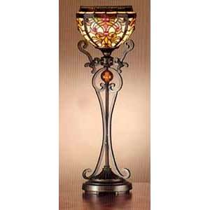  Antique Bronze Wrought Iron Tiffany Buffet Lamp