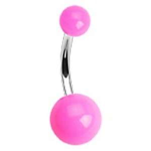 Solid Pink Acrylic Uv Belly Button Navel Ring with Surgical Grade 